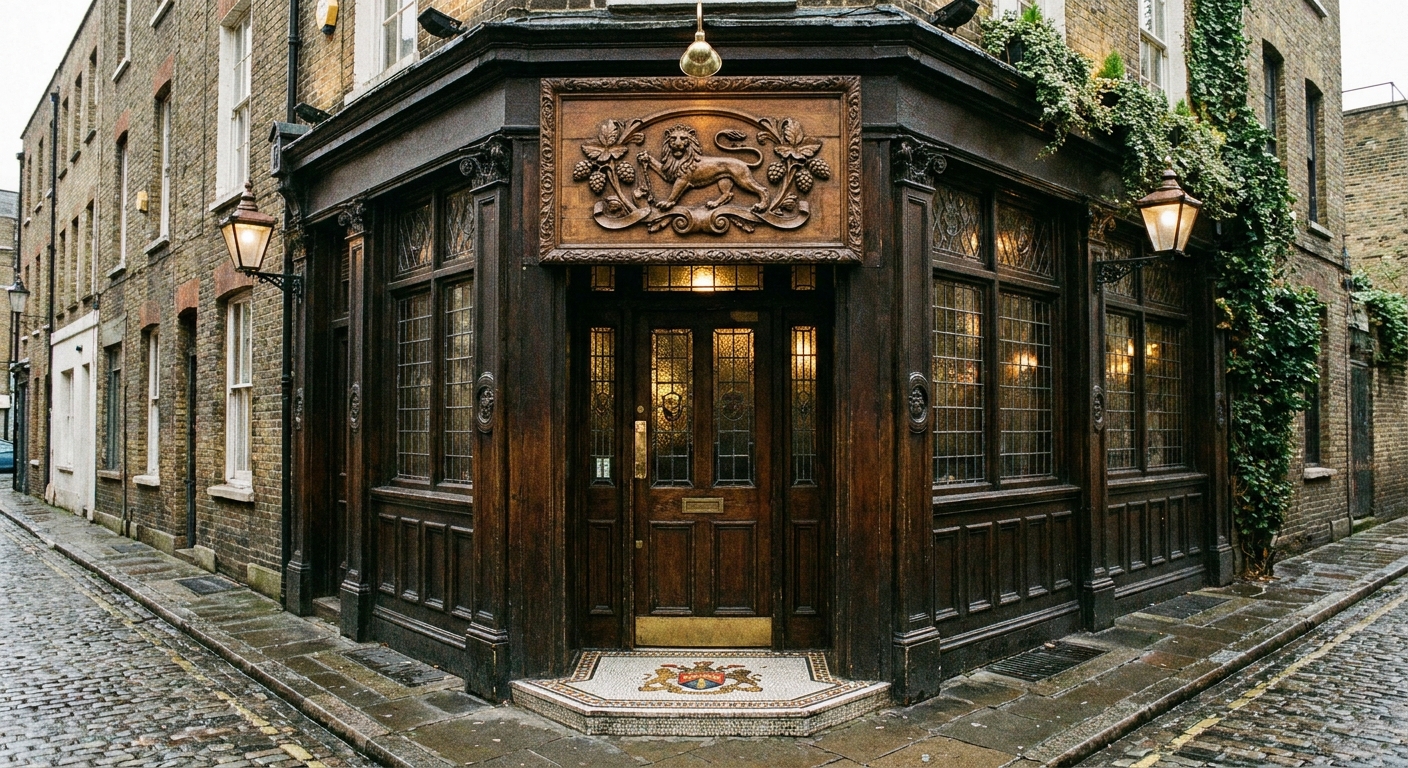 McMullen's Tap on Old Cross, a narrow pub entrance with the brewery logo above the door