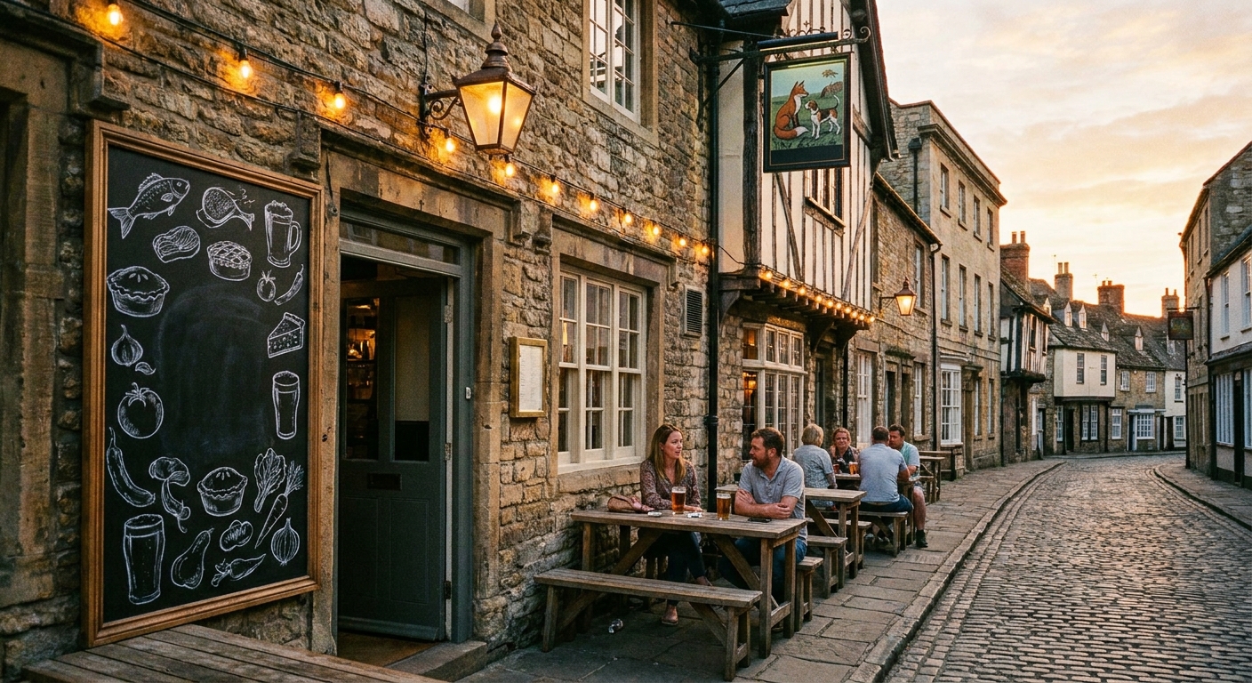 The Saracen's Head gastropub frontage on Moulsham Street with a chalkboard specials board